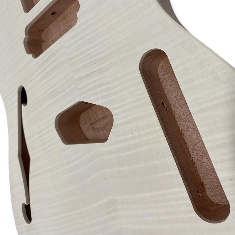 ModouString Store Mahogany guitar body with Flamed Maple Top, Unfinished Guitar Parts With F Hole Premium Blank Body for Custom Luthier Builds - Image 4